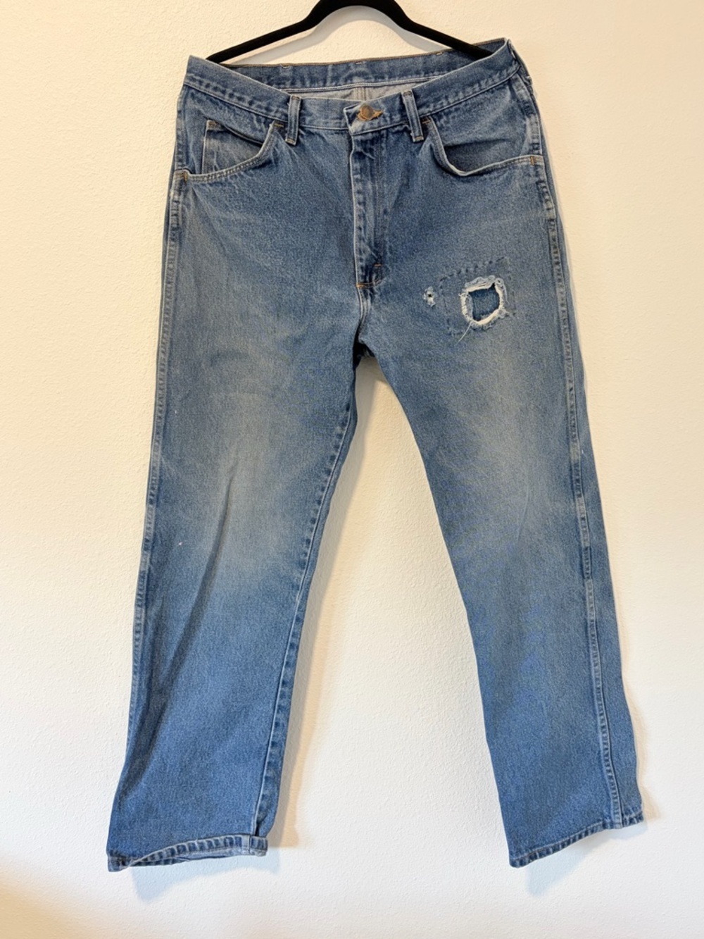 Vintage Rustler Distressed Straight Leg Jeans 36x32 Blue Faded Workwear 90s